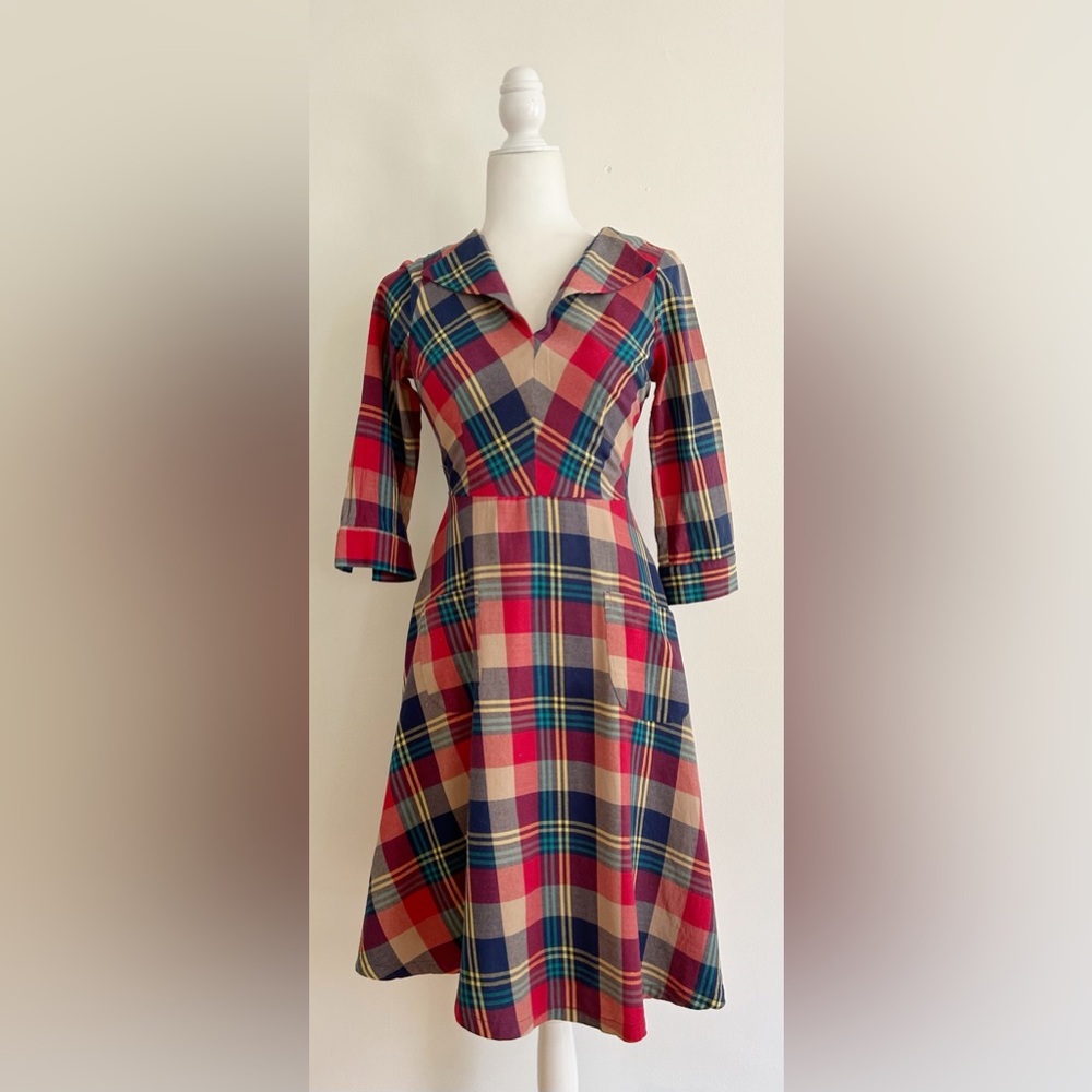 Modcloth Count The Ways A-line Dress Sz 6 Plaid